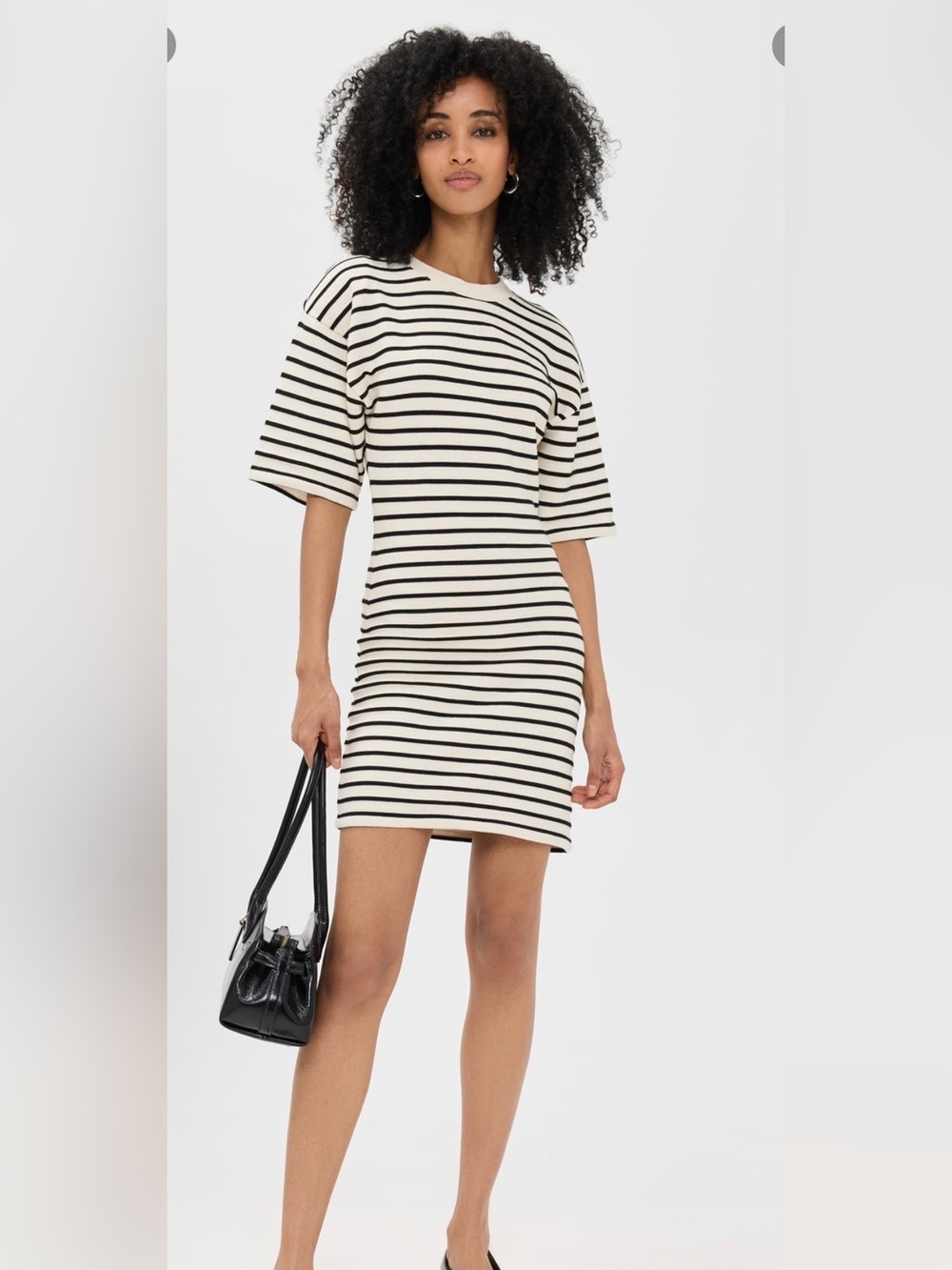 ANINE BING Mona Dress Cream and Black Striped Mini Dress-M- MSRP $250